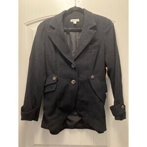 NWT Cold Water Creek Women’s Button Front Textured Riding Jacket Size‎ 12 Black